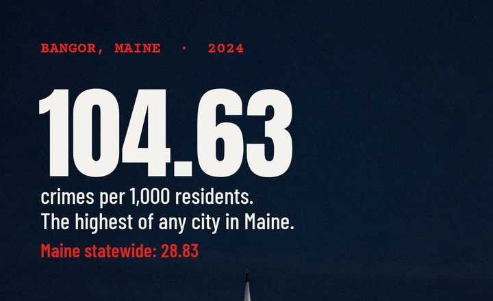 Phone wallpaper showing Bangor's 2024 crime rate
